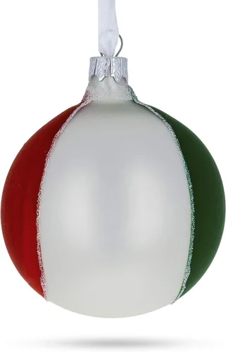 Vista 2 de Bandera de México bola de cristal adorno de Navidad 3.25 pulgadas