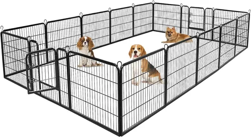 Vista 10 de BestPet Extensión de corral para perros 32 pulgadas, 2 paneles Corral resistente para mascotas con ejercicio de metal Paneles de cerca