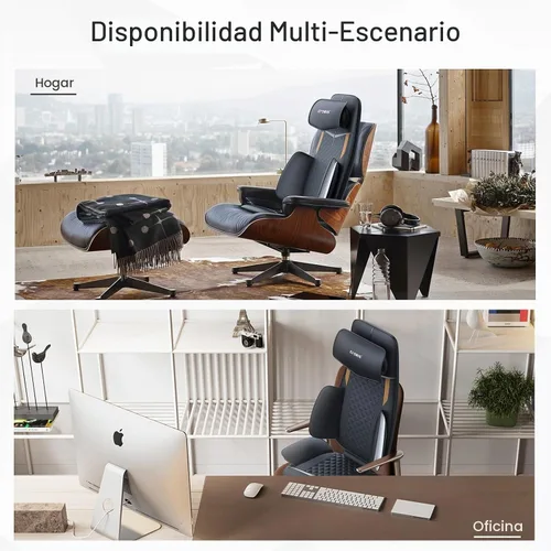 Vista 7 de CLORIS - Masajeador de cuello y espalda con calor, almohadilla para silla Reposacabezas ajustable automático, compresión y rodamiento Shiatsu 3D