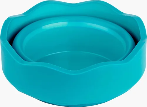 Vista 6 de Faber-Castell Clic & Go - Taza de agua de pintura portátil con soporte para cepillo, turquesa, limpiador de pinceles de pintura plegable, taza
