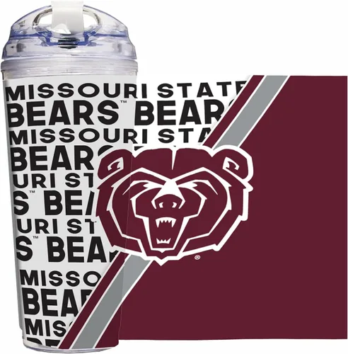 Vista 24 de Rico Industries Taza acrílica NCAA estándar de 24 onzas con tapa con bisagra, taza de doble pared oficialmente licenciada con pajita