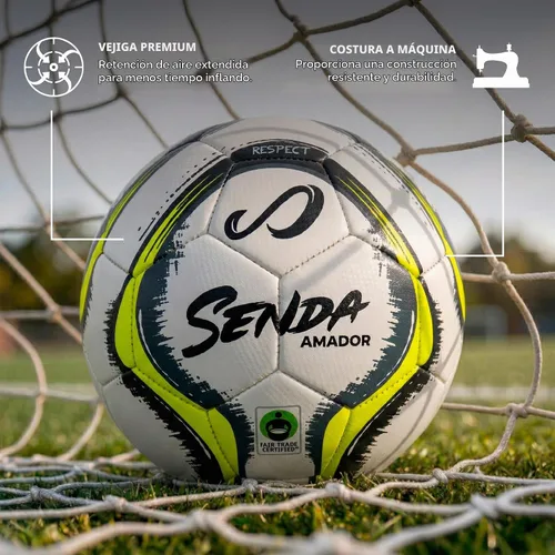 Vista 3 de Senda Amador Bola de Fútbol de Entrenamiento, Certificado de Comercio Justo Blanco/Amarillo