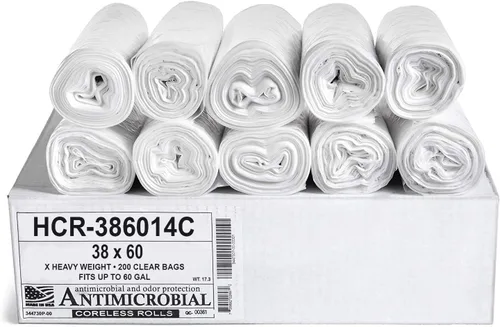Vista 60 de Aluf Plastics Bolsas de basura de alta densidad, 10 galones, 4000 unidades, 6 micras (eq), 24 x 24 pulgadas, negras, para baño, oficina, industrial