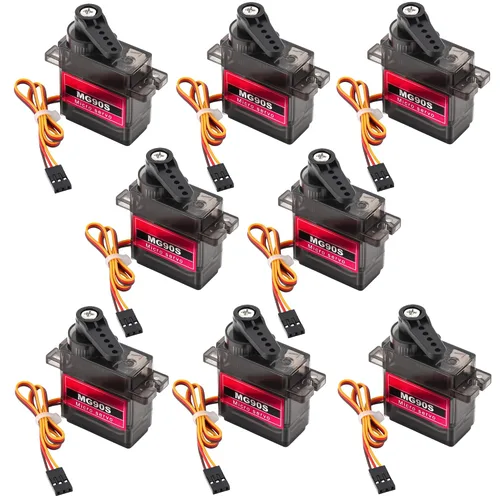 Vista 12 de Paquete de 2 MG90S Micro Servo Motor Full Metal Geared 9G, rotación de 180 grados