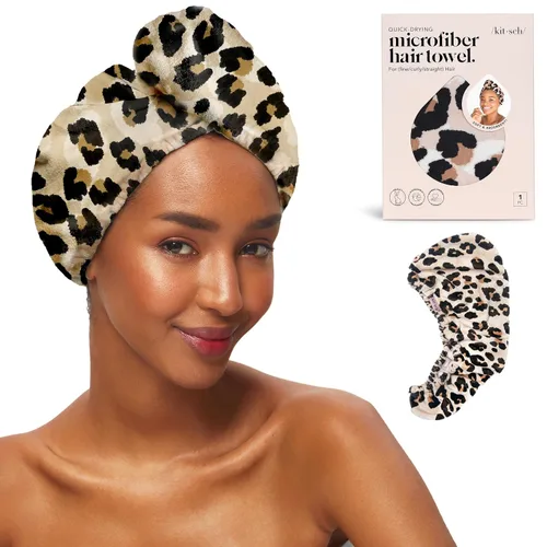 Vista 12 de Kitsch Toalla de pelo de microfibra para mujeres - Negro Ultra Absorbent Microfiber Hair Towels for All Hair Types – Anti-Frizz Hair Wrap Towels