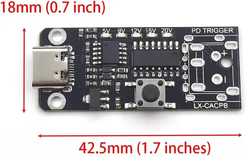Vista 3 de 2 unids USB-C PD QC DC5V 9V 12V 15V 20V voltaje ajustable módulo de disparador de potencia 5A Tipo-C entrada hembra