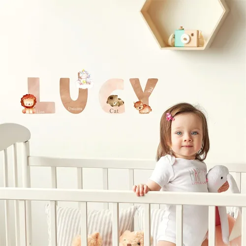 Vista 3 de Calcomanías de pared del alfabeto de animales, letras del alfabeto para pared, calcomanías de pared para niños, niñas, dormitorio, educativo, ABC