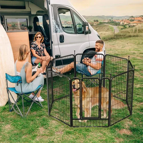 Vista 2 de PawGiant Parque Vallado para Perros 24"/32"/40" Interior Exterior para Perros Pequeños/Medianos/Grandes, Puerta de Cercado de Ejercicio de Metal