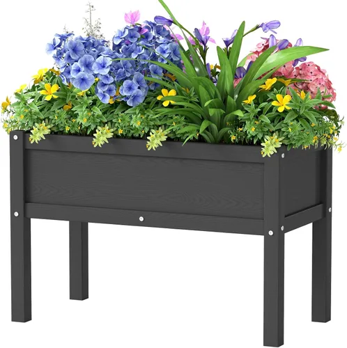 Vista 9 de Cama de jardín elevada pequeña de HDPE, jardinera elevada con patas, jardinera para exteriores resistente a la intemperie, camas elevadas para Aruba