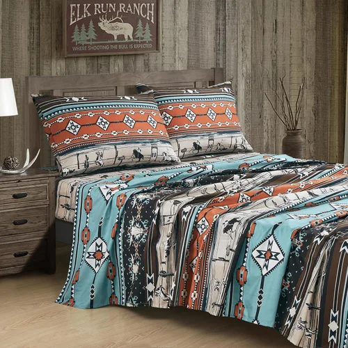 Vista 13 de Chezmoi Collection Juego de sábanas geométricas Lodge de 3 piezas tamaño Twin - Multicolor azul con estampado de diamante, microfibra cepillada