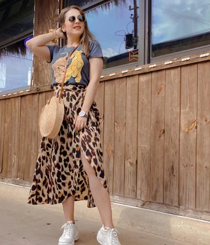 Vista 3 de Newchoice Women's Boho Leopard Skirt High Low Split Summer Beach Midi Wrap Skirts