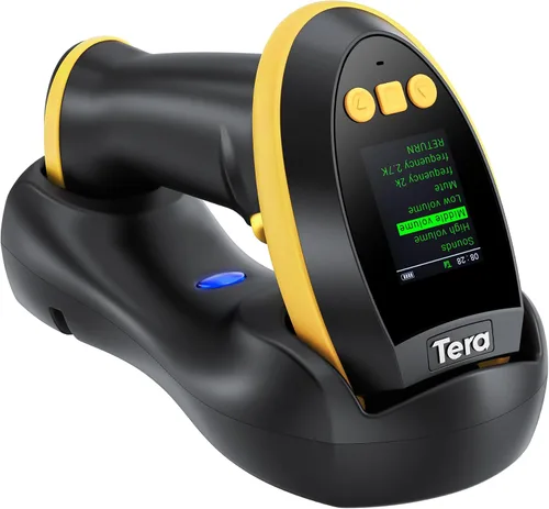 Vista 10 de Tera Escáner de Código de Barras Inalámbrico con Pantalla: Versión Pro 1D 2D QR con Teclado de Configuración, Cuna de Carga, Funciona con Bluetooth