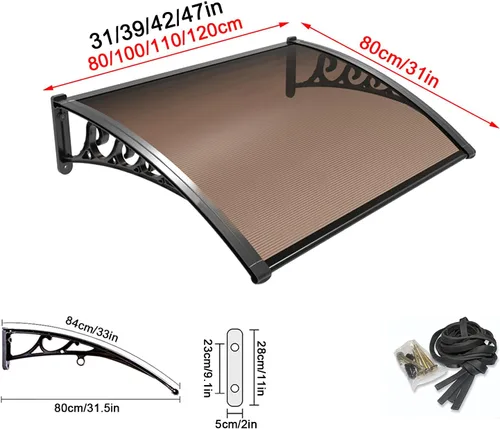 Vista 4 de Sun Shade Patio Window Awning,Outdoor Front Door Canopy,UV Rain Snow Protection One-Piece Polycarbonate Hollow Sheet,Air Conditioner Polycarbonate