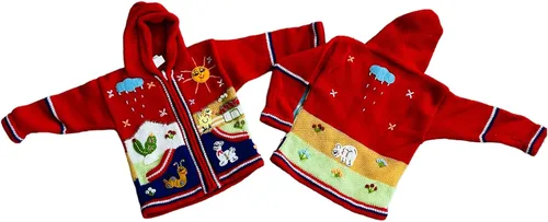 Vista 3 de Peruvian Wool Knitted Sweater with hoodie for babies & toddlers, Unisex, Chompas Peruanas, fall winter sweater