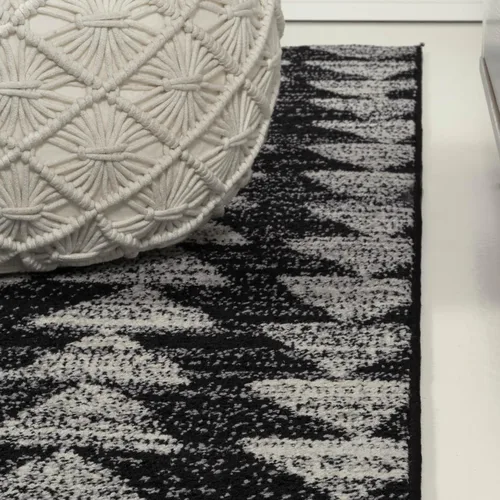 Vista 7 de JONATHAN Y Aisha - Alfombra geométrica triangular marroquí negra/crema, 2x8, contemporánea, moderna, fácil de limpiar para sala de estar