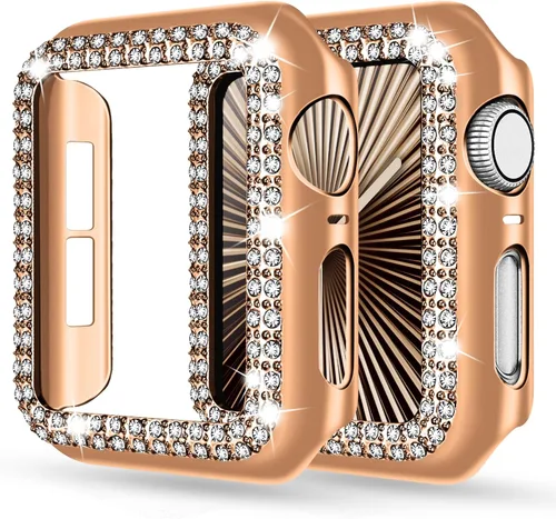 Vista 29 de Adepoy - Funda Compatible para Apple Watch de 1.496 Pulgadas Serie 3/2/1, con Brillantes, Funda Protectora con Marco de Pantalla para Mujer, Niña