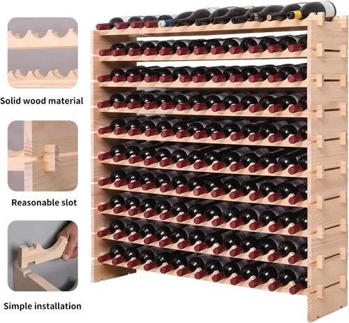 Vista 7 de Estante de vino de madera portátil de 6 botellas de escritorio independiente de escritorio de la encimera (estilo retro)