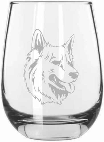 Vista 482 de Shar Pei (chino) - Vaso de vino sin tallo grabado para perro, 15.25 onzas