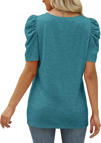 Vista 4 de Camisetas de verano para mujer, estilo casual, holgadas, color negro, manga corta