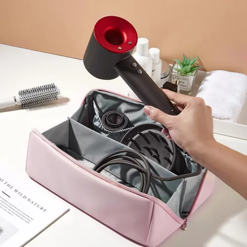 Vista 4 de Veki Estuche de almacenamiento de viaje para Dyson Airwrap Styler, color Rosa