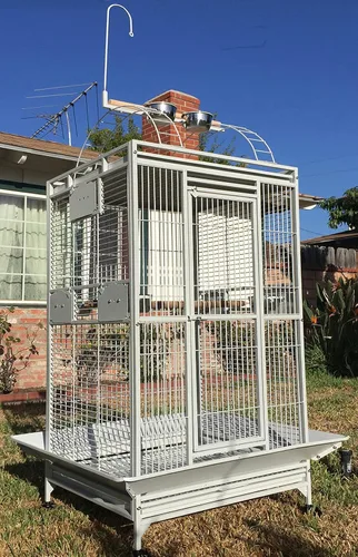 Vista 13 de 40"x30"x72"H, Jaula de pájaros XX-grande con escaleras dobles abiertas en la parte superior, de hierro forjado, para loros, pinzones, guacamayos