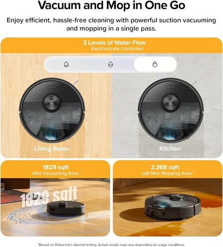 Vista 5 de roborock Q7 M5+ Robot de aspiradora y fregona, actualización de Q5 Max+, hasta 7-9 semanas de autovaciado, succión de 10000 Pa, sistema dual
