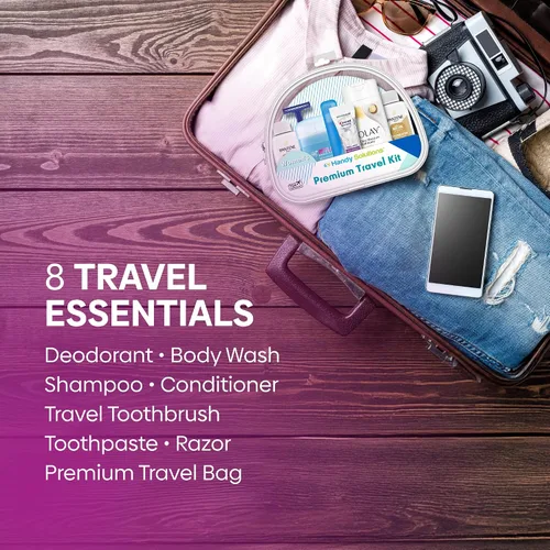 Vista 4 de Handy Solutions Kit de viaje prémium de 7 piezas para mujer, transparente, 1 unidad
