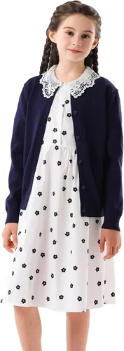 Vista 8 de SMILING PINKER cardigan de cuello redondo para niñas Negro