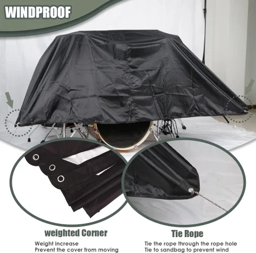 Vista 3 de Juego de batería grande impermeable, cubierta antipolvo, kit de batería eléctrica con esquinas cosidas en peso resistente a la intemperie, protector