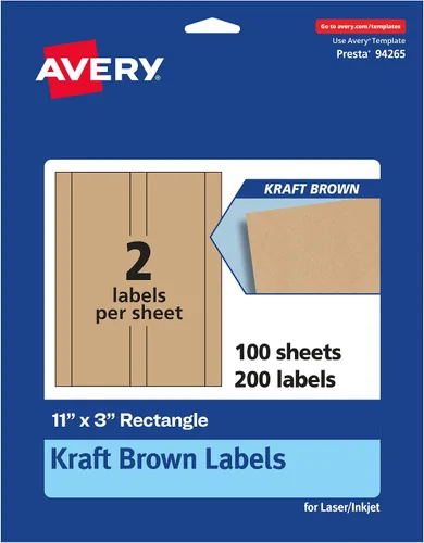 Vista 7 de Avery Etiquetas rectangulares marrón Kraft, 11 "x 3", 100 etiquetas marrón Kraft, imprimibles con láser/inyección de tinta