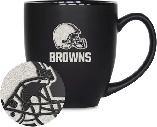 Vista 34 de Rico Industries Taza Bistro Mate Negra de Fútbol Americano NFL de 15 onzas - Para Bebidas Calientes o Frías - Logotipo del Equipo Grabado para una