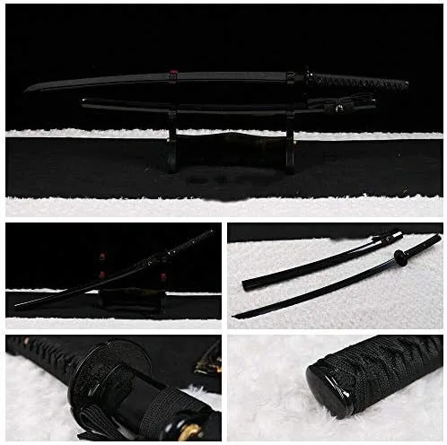 Vista 2 de Espada 41 & Mano Forjado Completo Negro 1060 Sharp Blade Real Japonés Samurai Katana Espada
