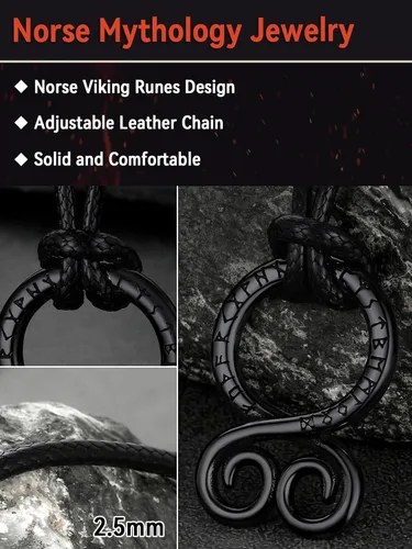 Vista 5 de FaithHeart - Collar de runa vikinga nórdica con cadenas ajustables de cueroacero inoxidable trenzadas para hombres y mujeres, regalo de joyería