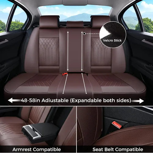 Vista 8 de Fundas de asiento delantero de automóvil, fundas de asiento de cuero para automóviles, protector de asiento de automóvil, impermeable, transpirable