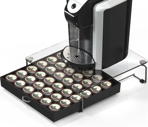 Vista 9 de Deco Brothers Cajón Portador de Cristal Templado para K-Cup para Almacenamiento de 30 Cápsulas de Café, Negro