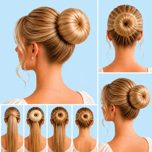 Vista 4 de Anillo para crear rodete en cabello, varios colores de Hair Donut Up Do , Negro