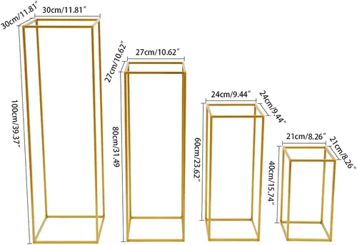 Vista 9 de TFCFL 4 jarrones para centros de mesa, soporte de flores de boda, soporte de arco de boda, jarrón de metal, soporte de columna, jarrón geométrico