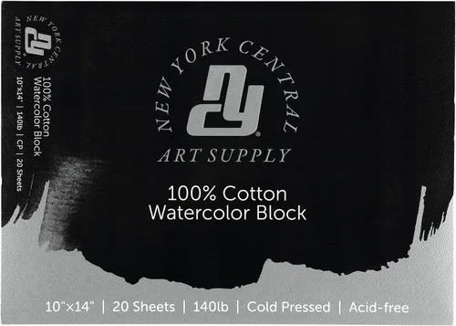 Vista 10 de New York Central Bloque de acuarela, 140 libras/10.58 oz/m², prensa en frío 4 x 10, 20 hojas, papel de acuarela archival para artistas, estudiantes