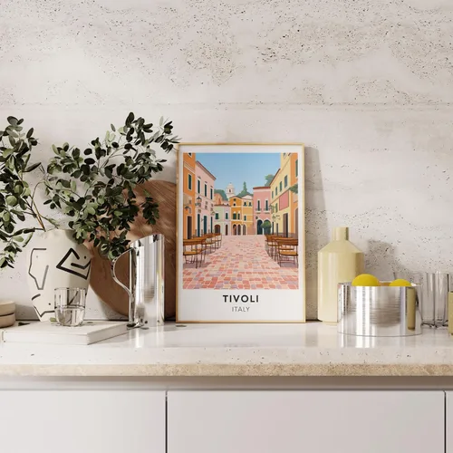 Vista 3 de Tivoli poster Italy print Tivoli travel print wall art, Italy travel poster