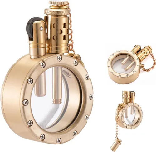 Vista 10 de Encendedor de queroseno transparente retro, encendedor de queroseno steampunk con diseño creativo de botella transparente, encendedor de encendido