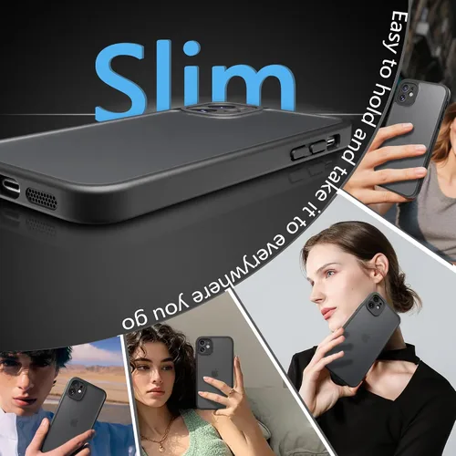 Vista 3 de Funda Translúcida Mate para iPhone 11, [Protección contra Caídas de Grado Militar de 10 Pies] Parachoques Protector Delgado Duradero Resistente a