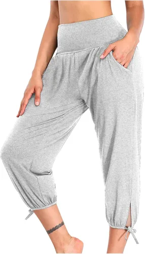 Vista 12 de Pantalones capri para mujer, estilo casual, de verano, elásticos, de cintura alta, pantalones de yoga, ajuste atlético, pantalones deportivos