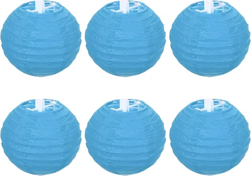 Vista 15 de PATIKIL Faroles de papel de 4 pulgadas, paquete de 6 pantallas redondas plegables para colgar para bodas, hogar, fiestas, festivales, celebraciones