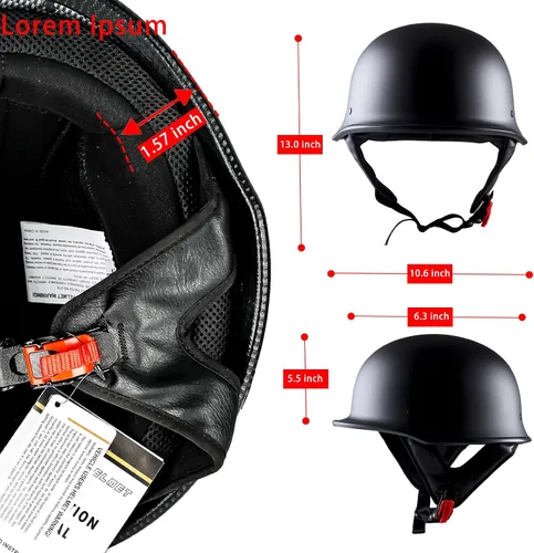 Vista 3 de 1Storm Casco de motocicleta de estilo alemán con cara abierta estilo medio con certificación DOT: HKY602 Cadena Calavera Calavera de cadena