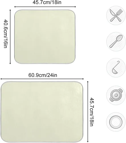 Vista 3 de Tapete de secado de platos pequeño beige XL para platos, accesorios de cocina, mostrador de microfibra, escurridor de platos, resistente al calor