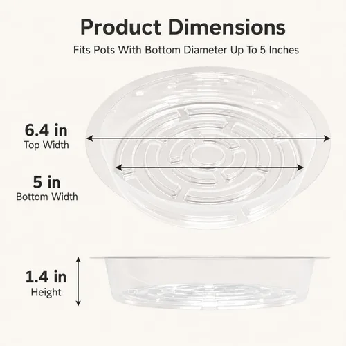 Vista 2 de Gardzen Platos de plástico transparente resistente para plantas, bandeja para macetas, excelente para plantas de interior y exterior