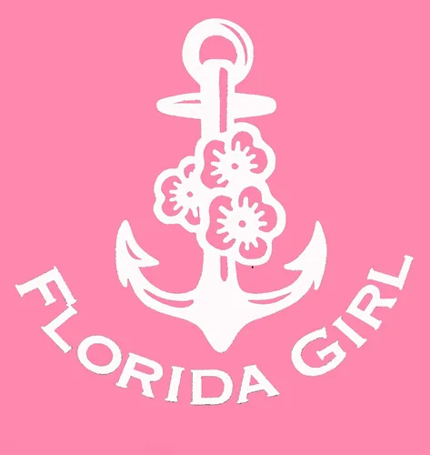 Vista 2 de Calcomanía de vinilo personalizada de Anchor Florida Girl, calcomanía de parachoques de playa de hibisco, para vasos, computadoras portátiles