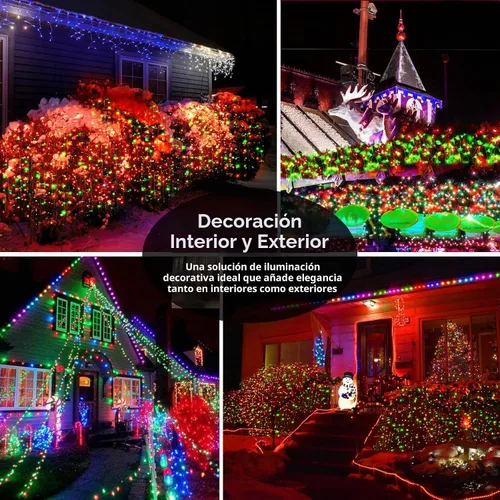 Vista 3 de Luces de Navidad de 200 pies con 500 luces LED para decoración al aire Rojo+Verde