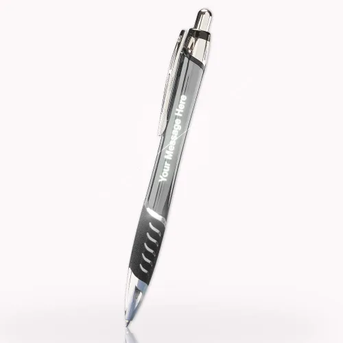 Vista 7 de Bolígrafos de metal grabados con láser personalizados con grabado iluminado y agarre en color verde. Haz clic en el bolígrafo para iluminar tu