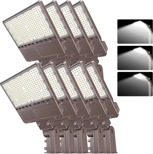 Vista 14 de 3 luces LED de estacionamiento de 150 W, 120 W, 90 W, caja de zapatos LED 5000 K, ajustador deslizante ajustable, lámpara de calle al aire libre